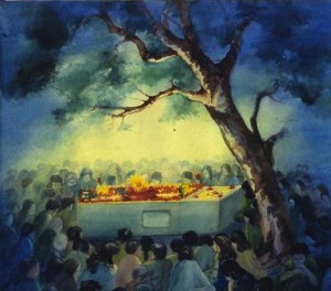 Priti Ghosh painting of Sri Aurobindo's Samadhi